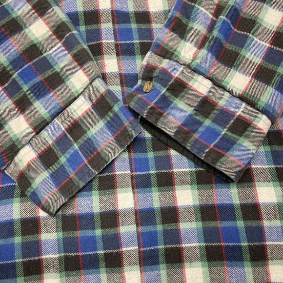 Vintage Flannel Jacket Mens Large Blue Plaid Quilted Shacket Bay Area Traders - Picture 13 of 13